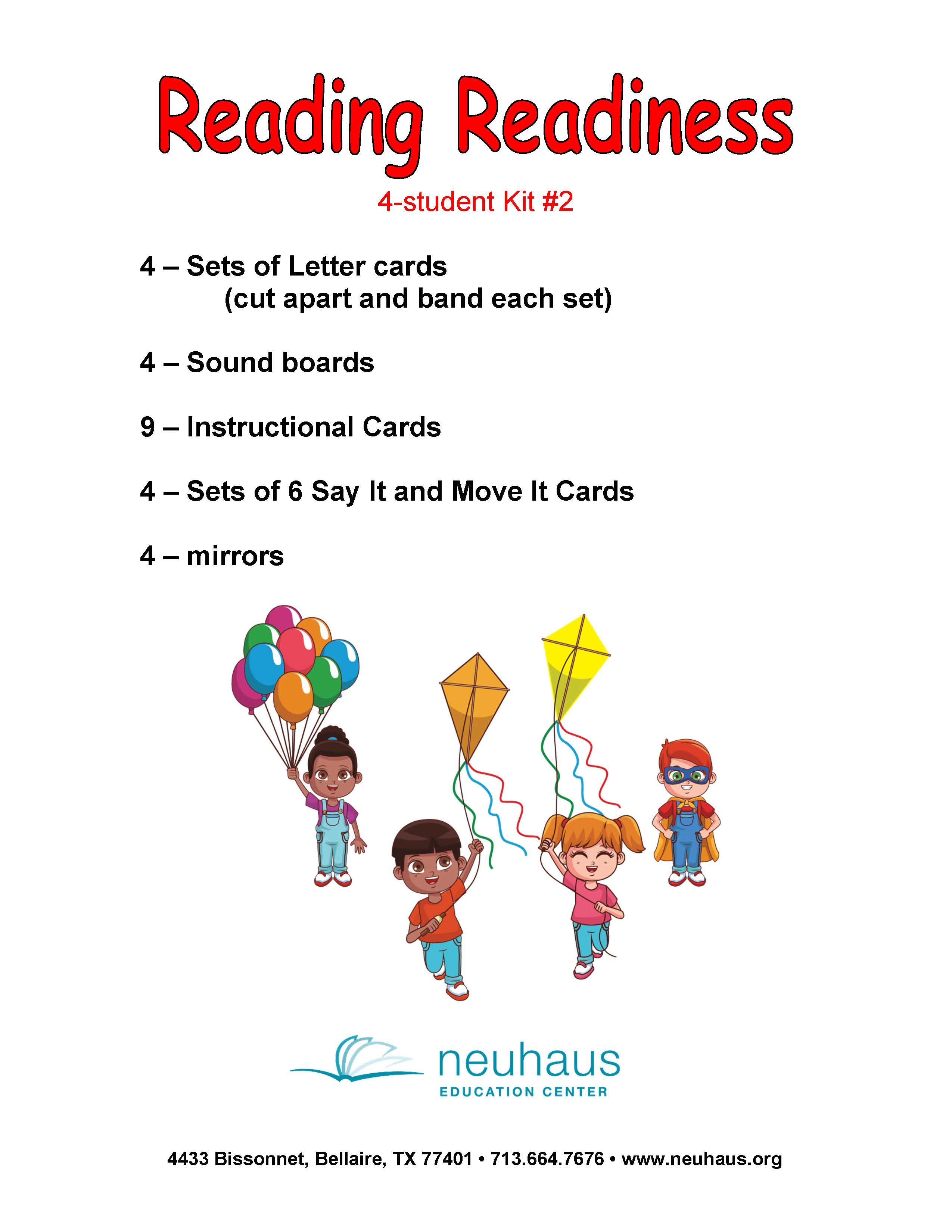 Reading Readiness Kit 2 - 4 Students - Unlaminated cover