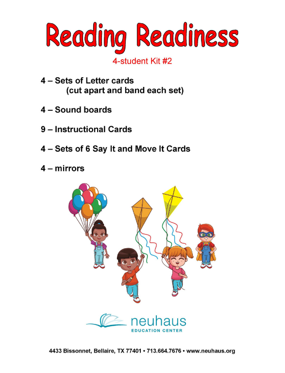 Reading Readiness Kit 2 - 4 Students - Laminated